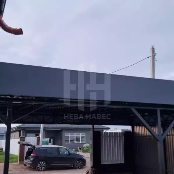 односкатный отдельностоящий навес для дома