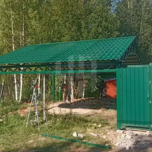 Навес двускатный, ферма с арочным низом