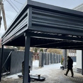 односкатный навес с плоской кровлей из профнастила