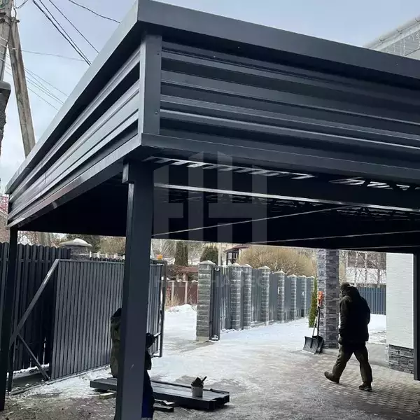 односкатный навес с плоской кровлей из профнастила