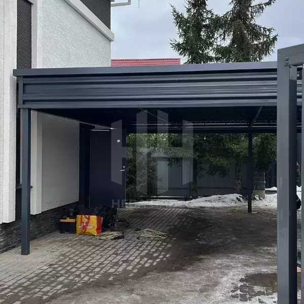 примыкающий навес с плоской кровлей из профлиста