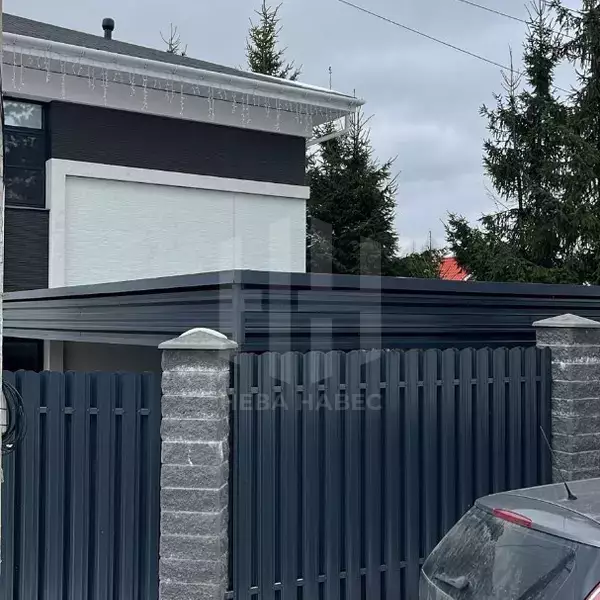 навес плоский с зашивкой торцов, кровля профлист