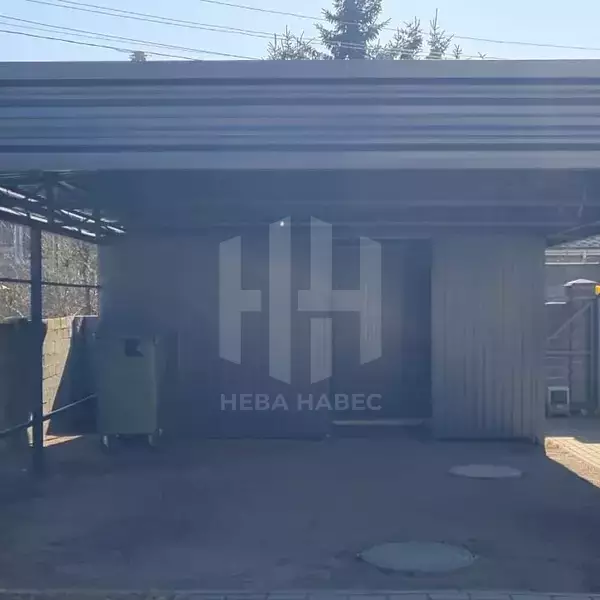 навес с хозяйственным блоком с откатной калиткой